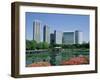 Shiodome Shiosite Hama Rikyu Japanese Garden Tokyo, Japan-null-Framed Premium Photographic Print