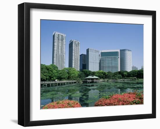 Shiodome Shiosite Hama Rikyu Japanese Garden Tokyo, Japan-null-Framed Premium Photographic Print