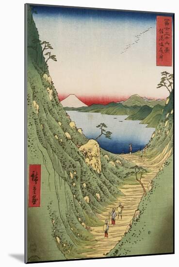 Shiojiri Pass in Shinano Province, from 'Thirty Six Views of Mount Fuji'-Ando Hiroshige-Mounted Giclee Print