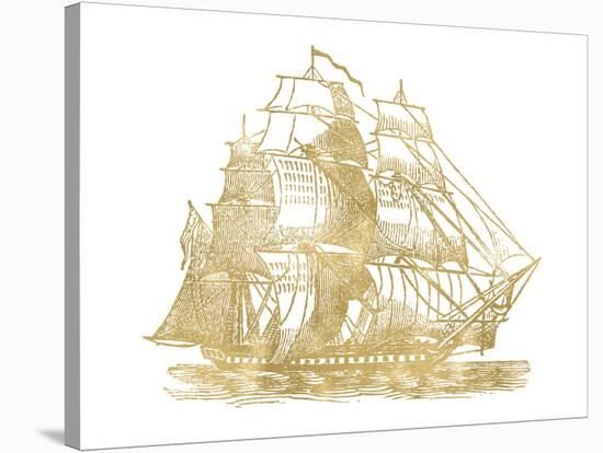 Ship 3 Golden White-Amy Brinkman-Stretched Canvas