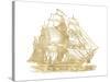Ship 3 Golden White-Amy Brinkman-Stretched Canvas