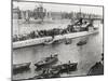 Ship and Boats on the River Thames, London, C1913-null-Mounted Premium Photographic Print