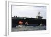 Ship and Boats with Flag Carriers against the Nuclear Vessel-Shunsuke Akatsuka-Framed Photographic Print