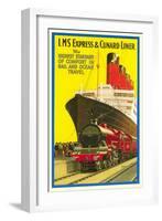 Ship and Rail Travel Poster-null-Framed Art Print