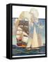 "Ship and Sailboats,"July 16, 1932-Gordon Grant-Framed Stretched Canvas