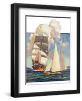 "Ship and Sailboats,"July 16, 1932-Gordon Grant-Framed Giclee Print