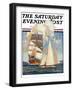 "Ship and Sailboats," Saturday Evening Post Cover, July 16, 1932-Gordon Grant-Framed Premium Giclee Print