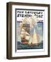 "Ship and Sailboats," Saturday Evening Post Cover, July 16, 1932-Gordon Grant-Framed Giclee Print