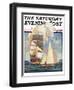 "Ship and Sailboats," Saturday Evening Post Cover, July 16, 1932-Gordon Grant-Framed Giclee Print