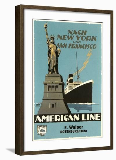 Ship and Statue of Liberty-null-Framed Art Print