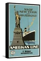 Ship and Statue of Liberty-null-Framed Stretched Canvas