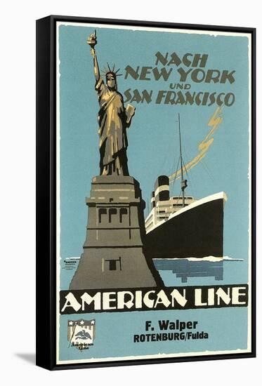 Ship and Statue of Liberty-null-Framed Stretched Canvas