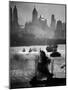 Ship and Tug Boat Traffic on the Hudson River with New York City Skyline-Andreas Feininger-Mounted Photographic Print