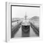 Ship Being Towed through First Lock of Panama Canal-null-Framed Photographic Print