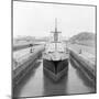 Ship Being Towed through First Lock of Panama Canal-null-Mounted Photographic Print