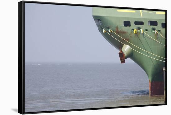 Ship bug in the Außenweser, car transporters ship, Bremerhaven, Bremen, Germany-Torsten Krüger-Framed Stretched Canvas