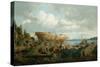 Ship building at the southern coast near Lillesand, 1859-Hans Gude-Stretched Canvas