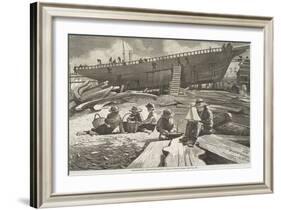 Ship Building, Gloucester Harbor, Published in "Harper's Weekly", October 11, 1873-Winslow Homer-Framed Giclee Print