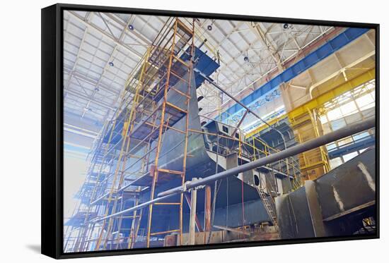 Ship Building Shoot  inside of Shipyard-laurentiu iordache-Framed Stretched Canvas