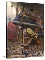 Ship Construction German-Heinrich Kley-Stretched Canvas