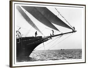 Ship Crewmen Standing on the Bowsprit, 1923-Edwin Levick-Framed Art Print