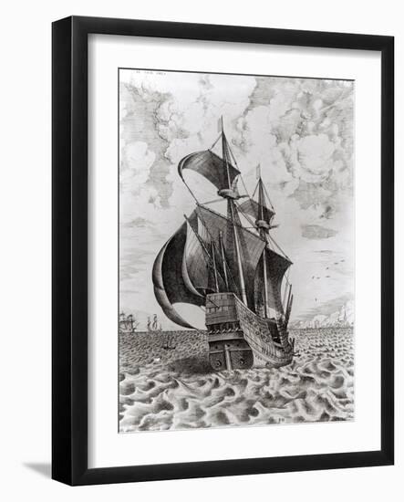 Ship, Engraved by Hieronymus Cock-Pieter Bruegel the Elder-Framed Giclee Print