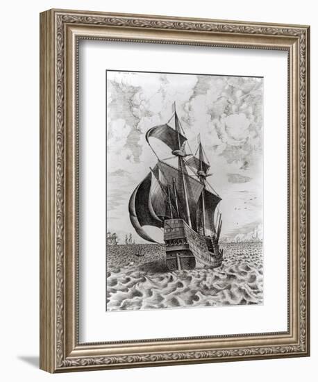 Ship, Engraved by Hieronymus Cock-Pieter Bruegel the Elder-Framed Giclee Print