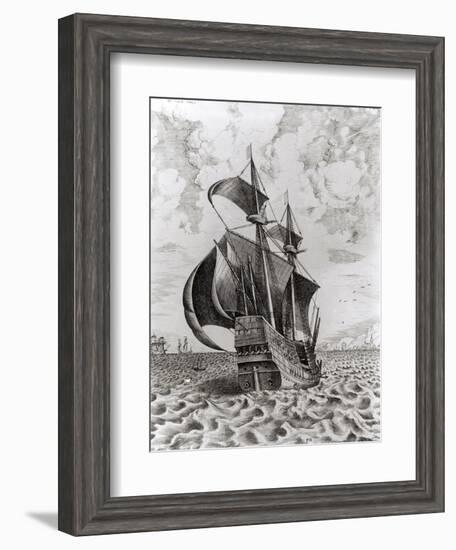 Ship, Engraved by Hieronymus Cock-Pieter Bruegel the Elder-Framed Giclee Print