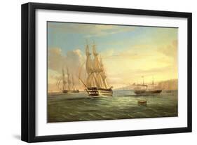 Ship from a British Squadron and Other Craft Underway in the Western Reaches of the Bay of Naples-Tommaso de Simone-Framed Giclee Print