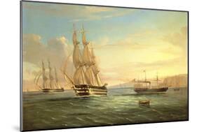 Ship from a British Squadron and Other Craft Underway in the Western Reaches of the Bay of Naples-Tommaso de Simone-Mounted Giclee Print
