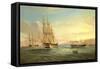 Ship from a British Squadron and Other Craft Underway in the Western Reaches of the Bay of Naples-Tommaso de Simone-Framed Stretched Canvas