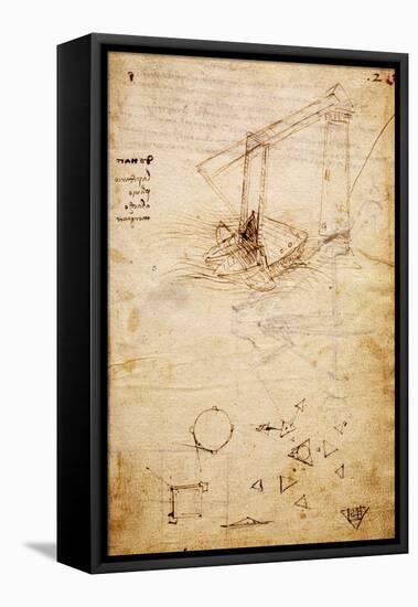 Ship, from Codex Trivulzianus, 1478-1490-Leonardo da Vinci-Framed Stretched Canvas