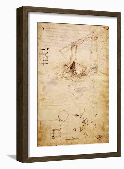 Ship, from Codex Trivulzianus, 1478-1490-Leonardo da Vinci-Framed Giclee Print