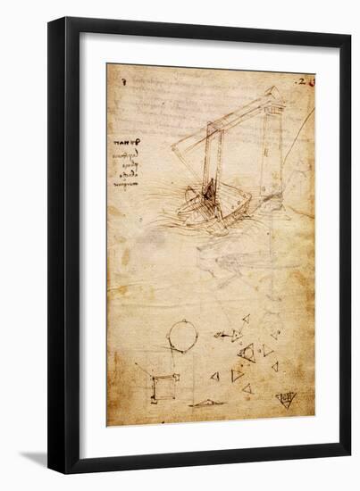 Ship, from Codex Trivulzianus, 1478-1490-Leonardo da Vinci-Framed Giclee Print