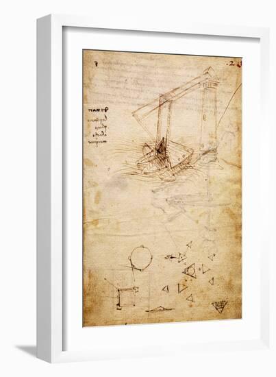 Ship, from Codex Trivulzianus, 1478-1490-Leonardo da Vinci-Framed Giclee Print