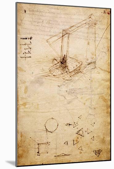 Ship, from Codex Trivulzianus, 1478-1490-Leonardo da Vinci-Mounted Giclee Print