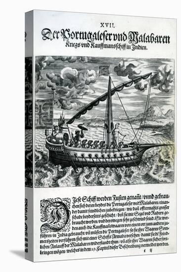 Ship from 'India Orientalis', 1598-Theodore de Bry-Stretched Canvas