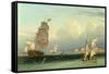 Ship Going Out, Fort Independence, Boston Harbour, 1832-Robert Salmon-Framed Stretched Canvas