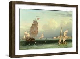 Ship Going Out, Fort Independence, Boston Harbour, 1832-Robert Salmon-Framed Giclee Print
