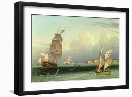 Ship Going Out, Fort Independence, Boston Harbour, 1832-Robert Salmon-Framed Giclee Print