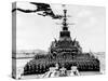 Ship HMS Glasgow: Lord Mountbatten,Queen Elizabeth, Prince Philip and the Crew-null-Stretched Canvas