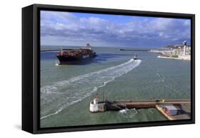 Ship in Le Havre Port, Normandy, France, Europe-Richard Cummins-Framed Stretched Canvas