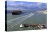 Ship in Le Havre Port, Normandy, France, Europe-Richard Cummins-Stretched Canvas