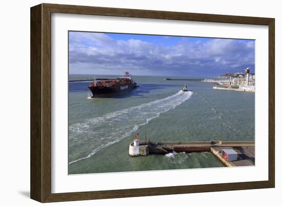 Ship in Le Havre Port, Normandy, France, Europe-Richard Cummins-Framed Photographic Print