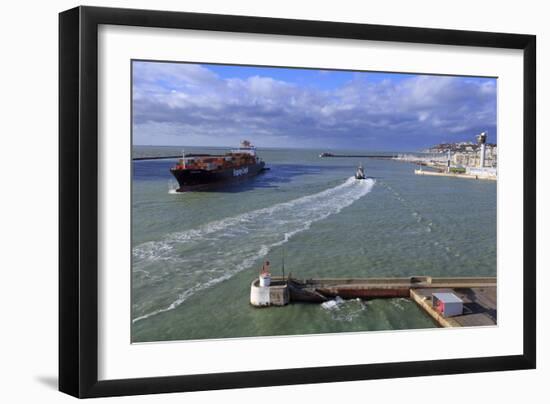 Ship in Le Havre Port, Normandy, France, Europe-Richard Cummins-Framed Photographic Print