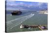 Ship in Le Havre Port, Normandy, France, Europe-Richard Cummins-Stretched Canvas