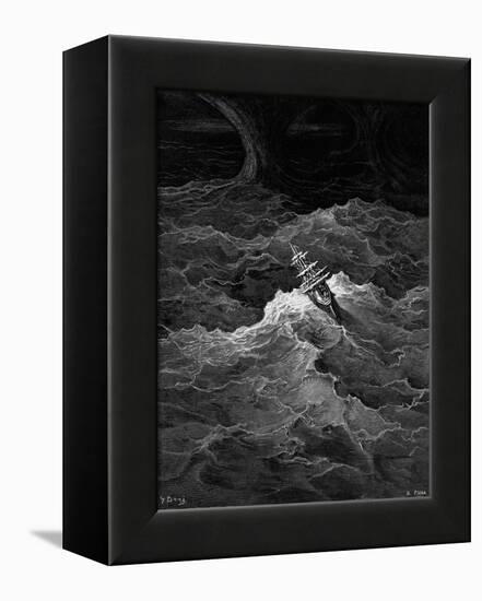 Ship in Stormy Sea-Gustave Doré-Framed Stretched Canvas