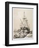 Ship in the East India Docks, London, C1840-Edmund Patten-Framed Premium Giclee Print