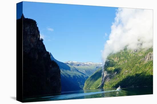 Ship in the Geiranger Fjord, Listed as a UNESCO World Heritage Site-naumoid-Stretched Canvas