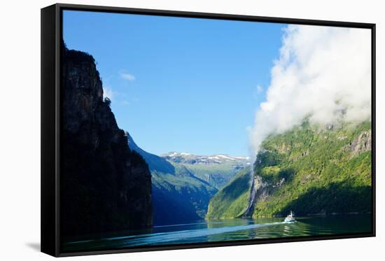 Ship in the Geiranger Fjord, Listed as a UNESCO World Heritage Site-naumoid-Framed Stretched Canvas